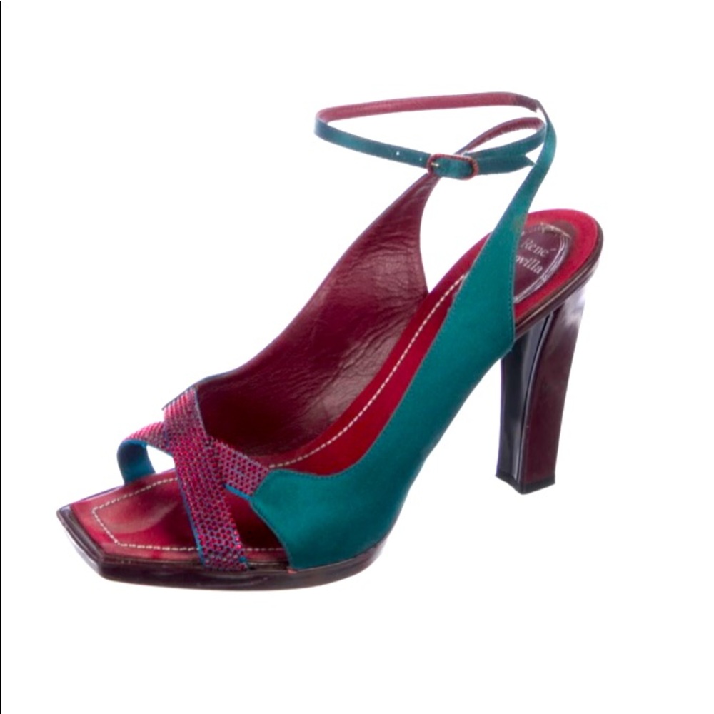 RENÉ CAOVILLA Satin Ankle Strap Sandals